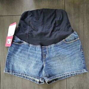 Ingrid & Isabel Maternity Denim Shorts Over Belly Crossover Size 8 NEW